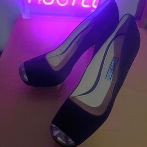Prada Black Peep-Toe Heels
